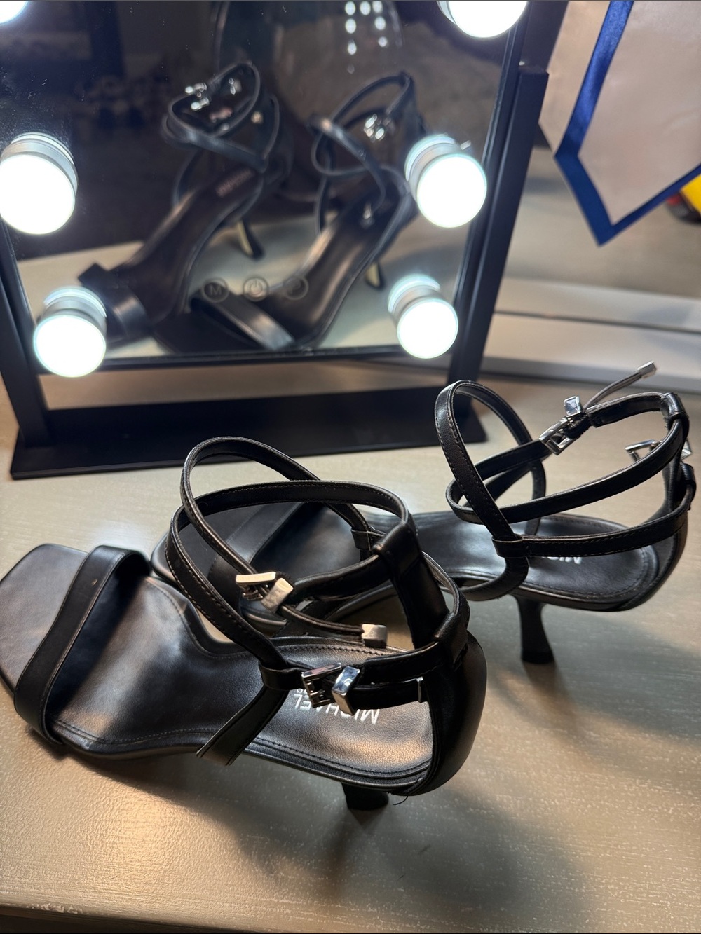 MICHAEL Michael Kors Black Strappy Kitten Heel Sandals